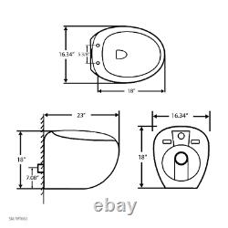 0.8/1.28 GPF Plaisir Wall Hung Dual Flush Elongated Toilet Bowl in White