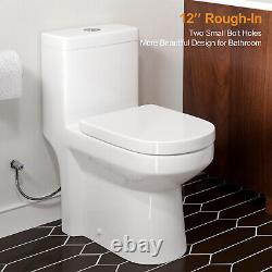 1-Piece 1.1/1.28 GPF Dual-Flush Compact Floor Mounted Toilet with White Seat