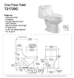 2x Dual Flush One Piece Toilet & 2x Pedestal Bathroom Sink Basin Combo, White