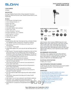 3370010 Sloan 8186-0.125 SOLIS 0.125 GPF Exposed Sensor Urinal Flushometer Chrom