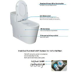 ADA Comfort Height Dual Flush Elongated One Piece Toilet 3 inch Fast Flush White