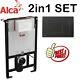 Alca 0.85m Concealed Wc Toilet Cistern Frame With Black Matt Flush Plate 2in1