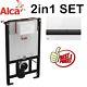 Alca 0.85m Concealed Wall Hung Wc Toilet Cistern Frame + White/black Flush Plate