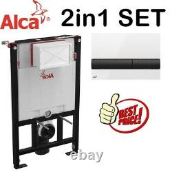 Alca 0.85m Concealed Wall Hung Wc Toilet Cistern Frame + White/black Flush Plate