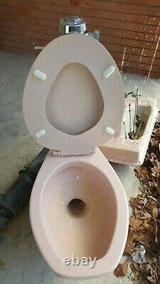 American Standard Toilet, Sink, Flush Valve. Venetian Pink