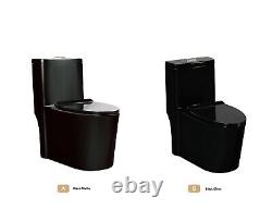 Black Gloss Toilet Modern One Piece Dual Flush Savaro