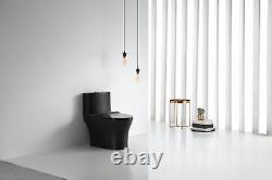 Black Modern One Piece Toilet with Dual Flush Verona Matte Black