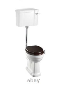 Burlington Low Level Toilet, Lever Cistern & Chrome Flushpipe Kit