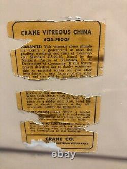 Crane Porcelain Vintage Drexel Toilet & Criterion Sink 1950s