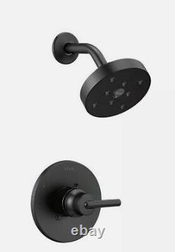 DELTA Trinsic 1-Handle Wall Mount Shower Faucet Trim Kit in Matte Black with H2O