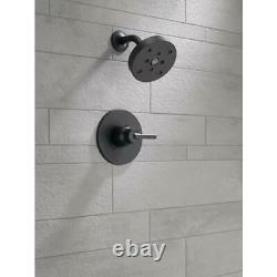 DELTA Trinsic 1-Handle Wall Mount Shower Faucet Trim Kit in Matte Black with H2O