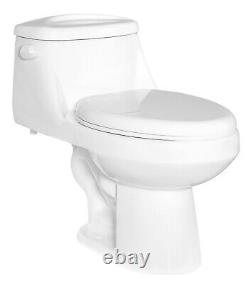 DeVille 21729 Elongated One Piece Toilet with Soft Close Seat, 1.28GPF, White