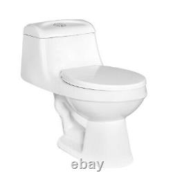 DeVille 7923W Round Front One Piece Toilet with Soft Close Seat, White