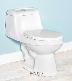 DeVille 7923W Round Front One Piece Toilet with Soft Close Seat, White