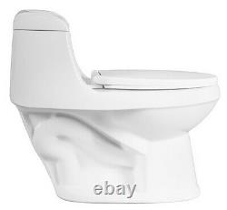 DeVille21729D Dual Flush Elongated One Piece Toilet with Soft Close Seat, White