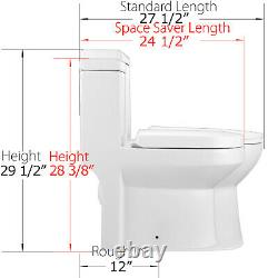 DeerValley Small Modern One Piece Toilet Elongated Dual Flush with Soft Close Seat