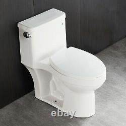 DeerValley White Ceramic 1.28 GPF Elongated One-Piece Toilet Seat Included