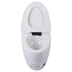 Elongated Toilet Seat Bidet White Smart Toilet Heated Seat Dryer Self Cleaning