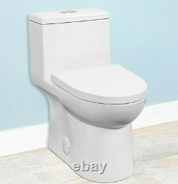 Fiore435E One Piece Elongated Toilet with Slow Close Seat, 1.28 gpf, Top Push Flush