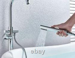 Freestanding Bathtub Faucet Tub Filler Floor Mounted with Hand Shower Mixer Tap