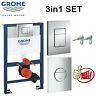 Grohe 0.82m Concealed Wall Hung Cistern Wc Toilet Frame With Chrome Flush Plate
