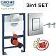 Grohe 0.82m Concealed Wc Toilet Cistern Frame With Skate Chrome Flush Plate 3in1