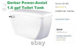 Gerber 28-380 Pressure-Assist 1.6 gpf Toilet Tank-New in Box with FlushMate 503