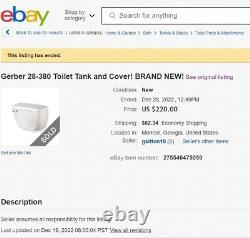 Gerber 28-380 Pressure-Assist 1.6 gpf Toilet Tank-New in Box with FlushMate 503