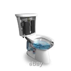 Glacier Bay Elongated Toilet Power Flush 2-Piece 1.28 GPF Slow-Close Seat White