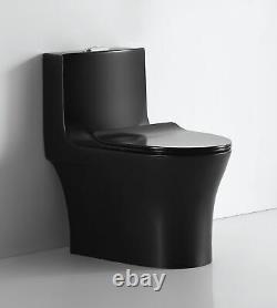 Gloss Black Toilet Modern One Piece Dual Flush Verona