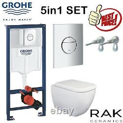 Grohe Concealed Cistern Wc Frame With Rak Ceramics Wall Hung Toilet Pan