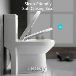 HOROW Ceramic One Piece Small NIB Dual Flush Small Toilet with Soft Closing Seat