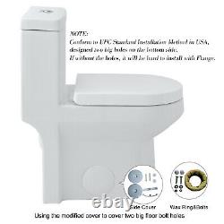 HOROW Ceramic Small Modern Toilet NIB One Piece Water Closet Dual Flush Toilet