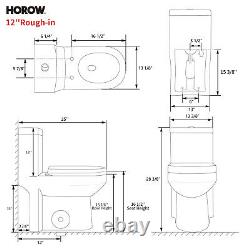 HOROW Dual Flush Small one Piece Toilet Compact Bathroom With Soft Closing Seat