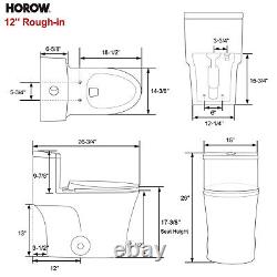 HOROW Elongated 1-Piece Toilet WithComfort ADA Seat Dual Flush 12/10'' rough in