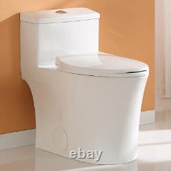 HOROW Elongated 1-Piece Toilet WithComfort Seat ADA Height 17.3 Power Dual Flush
