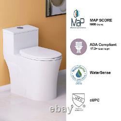 HOROW Elongated 1-Piece Toilet WithComfort Seat ADA Height 17.3 Power Dual Flush