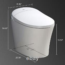 HOROW Elongated One Piece Toilet Tankless Bidet Toilet AutoFlush with Heated Seat
