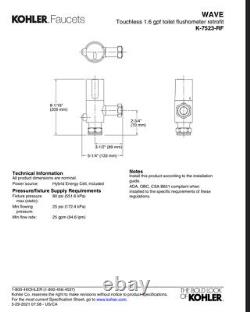 Kohler 7523-rf-cp Wave Touchless 1.60 Gpf Retrofit Flushometer, Chrome, Brass Co
