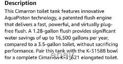 Kohler K-31615-95 Cimarron 1.28 GPF Toilet Tank Only Left Hand Lever Ice Grey