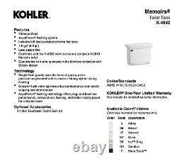 Kohler K-4642-0 White Memoirs Stately 1.6 GPF Toilet Tank Only with AquaPiston