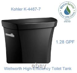 Kohler Wellworth High-Efficiency Toilet Tank, K-4467-7, Black/Black, 1.28 GPF