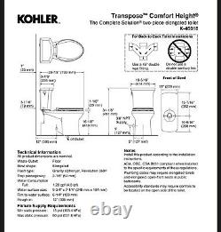 Local pickup New Kohler Transpose Elongated WaterSense Comfort Height Toilet