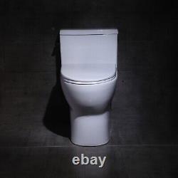 MEJE One Piece Toilet Elongated Side Flush Siphonic Flush Soft Close Seat White