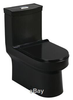 Matte Black Toilet Modern One Piece Dual Flush Lazio