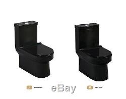 Matte Black Toilet Modern One Piece Dual Flush Lazio