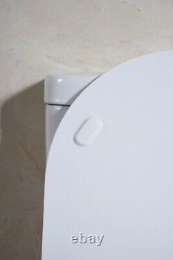 NEW Belissa Round Back To Wall Close Coupled Modern Toilet WC Soft Close Seat
