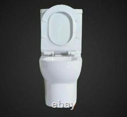 NEW Belissa Round Back To Wall Close Coupled Modern Toilet WC Soft Close Seat
