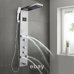 New Stainless Steel Shower Panel Tower System LED Rainfall Double Shower Head