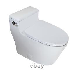 OPEN BOX -WinZo Elongated One Piece Toilet with Lower Tank Side Flush 1.28 GPF